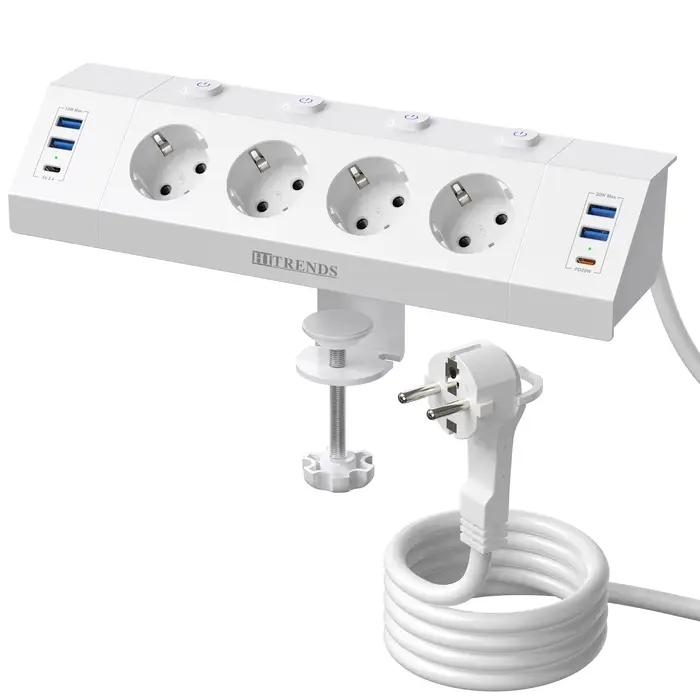 Multiprise USB de bureau avec interrupteurs individuels, prise ue de bureau, prise Multiple avec USB