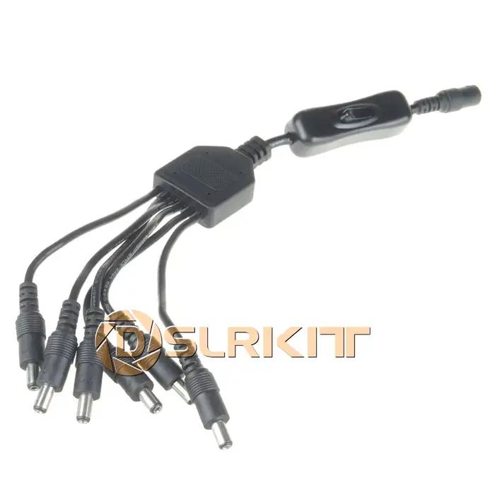 Câble d'alimentation cc séparateur 5.5x2.1mm 1:6, cordon 1 femelle à 2 mâles avec un interrupteur