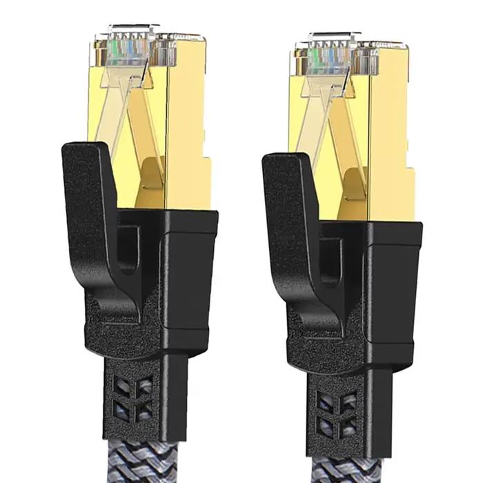 Câble Ethernet CAT8 40 Gbps, câble réseau Ethernet plat tressé en nylon pour PC, modem, ordinateur p