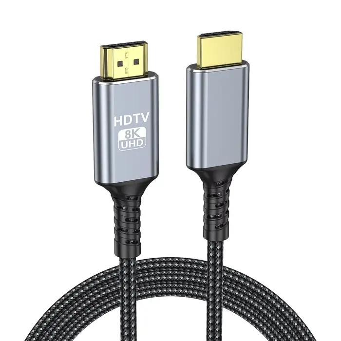 Câble HDMI 2.1 8K@60Hz, connexion vidéo Ultra HD pour projecteur de cinéma maison, PC