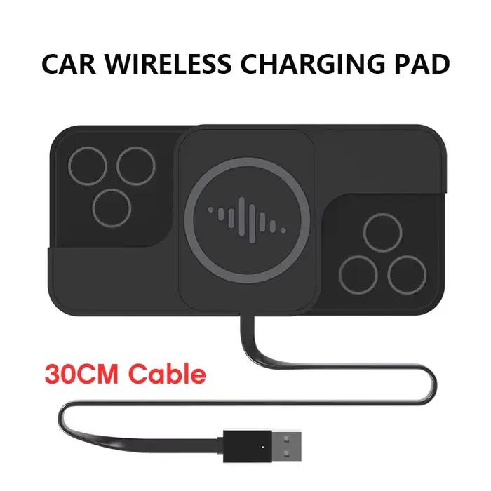 Support de charge sans fil en silicone pour voiture pour iPhone 17 16 15 14 13 12 Pro Max Airpods 2 