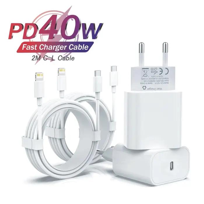 2 ensembles de chargeurs rapides 40W pour iPhone 14 Pro Max, pour iPhone 17 15 16 13 12 Pro Max, câb