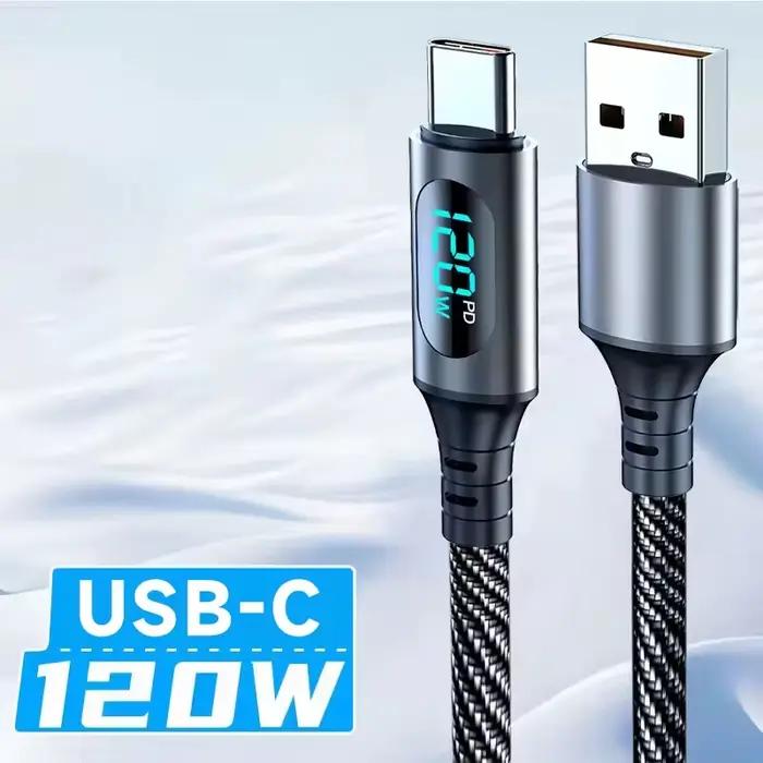 Câble de Charge USB A vers Type C 6A 120W, cordon de données en Nylon pour Xiaomi Redmi POCO Samsung