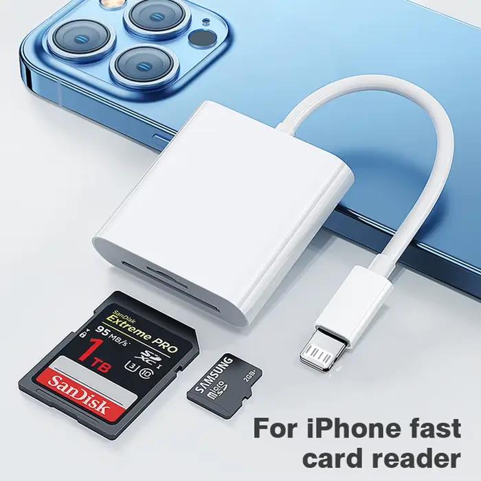 Byscoon 2 en 1 USB Lightning vers TF lecteur de carte SD pour Apple iPhone 14 13 12 Pro Max 3.0 OTG 