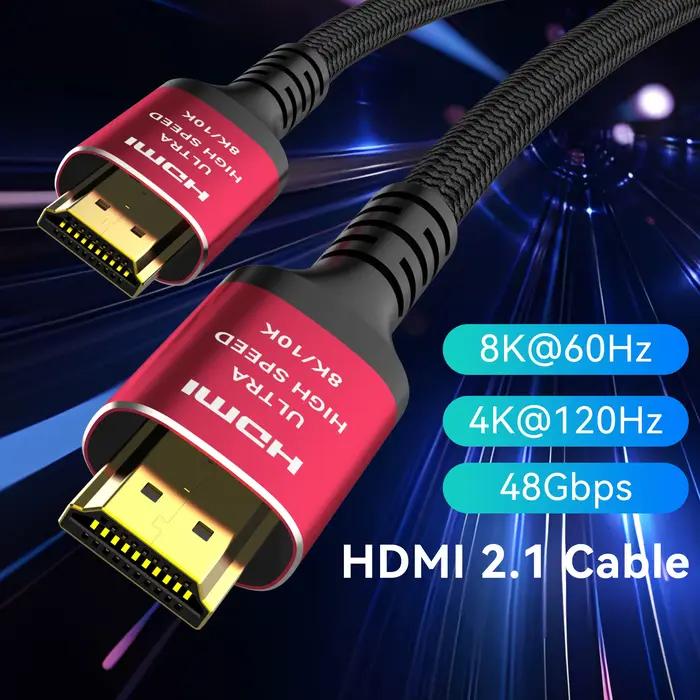CYANMI 10K 8K 4K Câble HDMI 2.1 5m, Certifié Ultra Haut Débit HDMI Câble 4k 120Hz 144Hz 8k 60Hz 48Gb