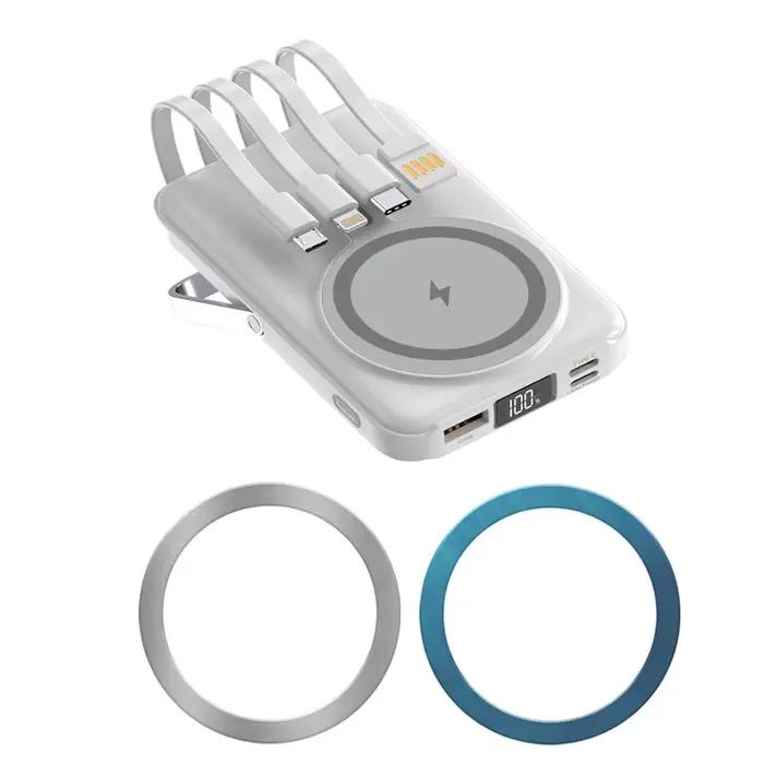 Banque d'alimentation magnétique sans fil avec câble intégré, charge rapide pour iPhone 15, 14, 13, 