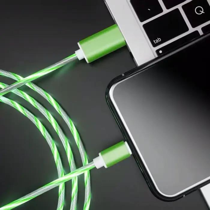 LED USB C fil lumineux Type C Charge rapide Micro USB fil de Charge câble lumineux Type C cordon de 