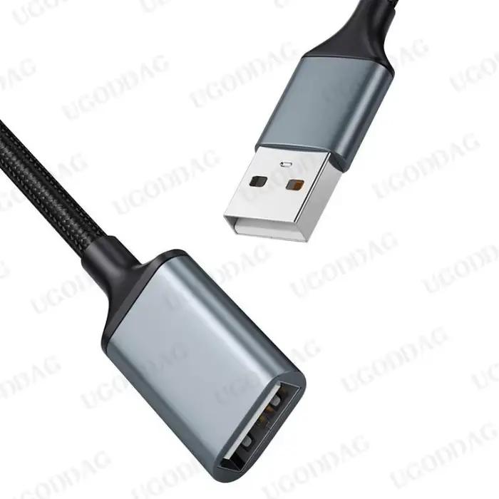 Câble d'extension tressé USB 1M 2M 3 mètres mâle à femelle ordinateur USB 2.0 clé USB souris clavier