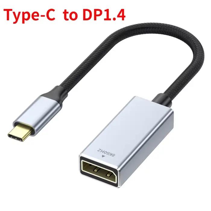 Câble USB 3.1 vers DP Type C vers DisplayPort 8K@60Hz DP 1.4 Câble tressé 4K 144Hz HDR Adaptateur vi