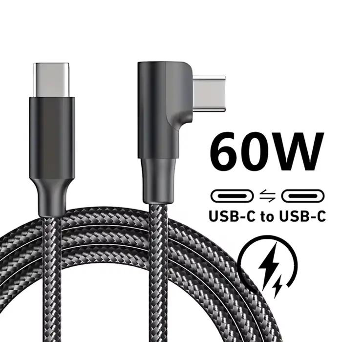 Câble USB-C à coudure en nylon tressé à 90 degrés pour charge rapide, compatible iPhone 17 16 15 Pro