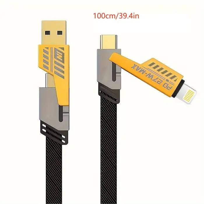 Câble de charge rapide USB Type C réglable 4 en 1 certifié MFI pour iPhone 14 13 12 11 Pro Max