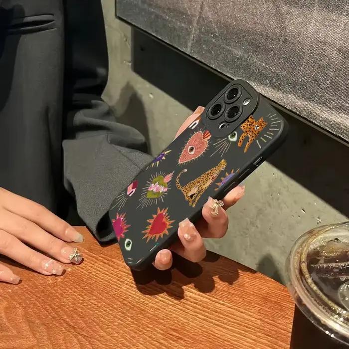 Coque de téléphone yeux léopard floraux, étui souple en Silicone pour Xiaomi Redmi Note 14 13 12 11 