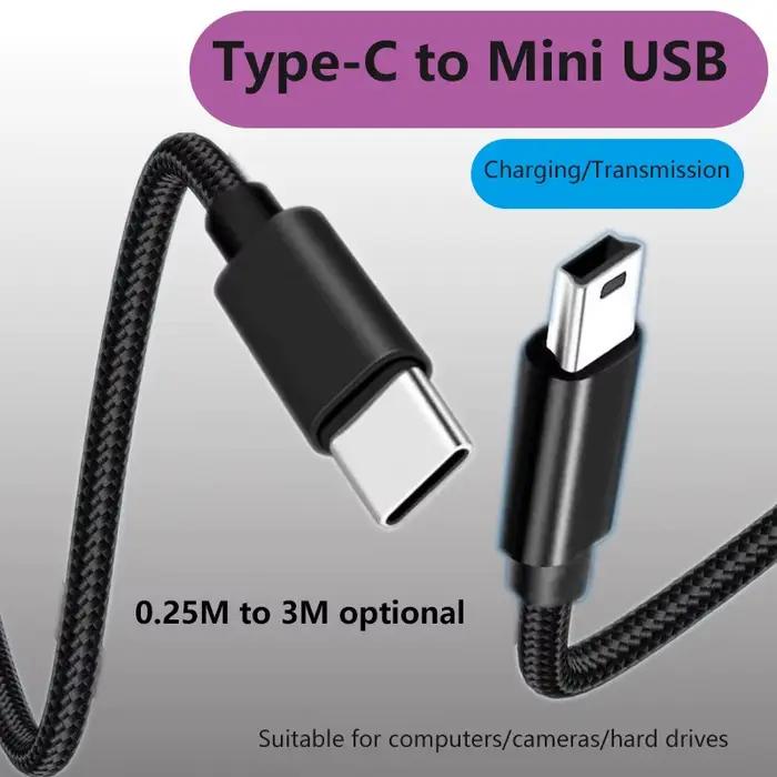 Câble de chargement de câble de données multifonction type-c vers Mini USB de 3 mètres de Long, adap