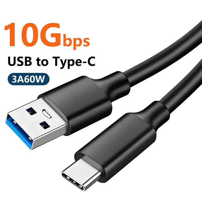 Câble USB A vers Type C Gotit 10 Gbps, charge rapide 3A, câble de transfert de données durable en PV