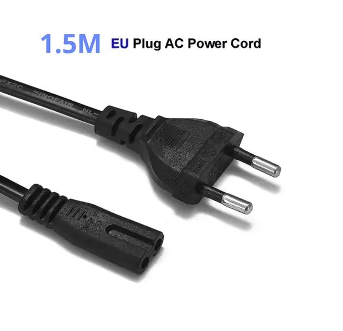 Câble d'alimentation ue US UK 1.5M, rallonge d'alimentation 2 broches IEC320 C7 pour chargeur d'ordi