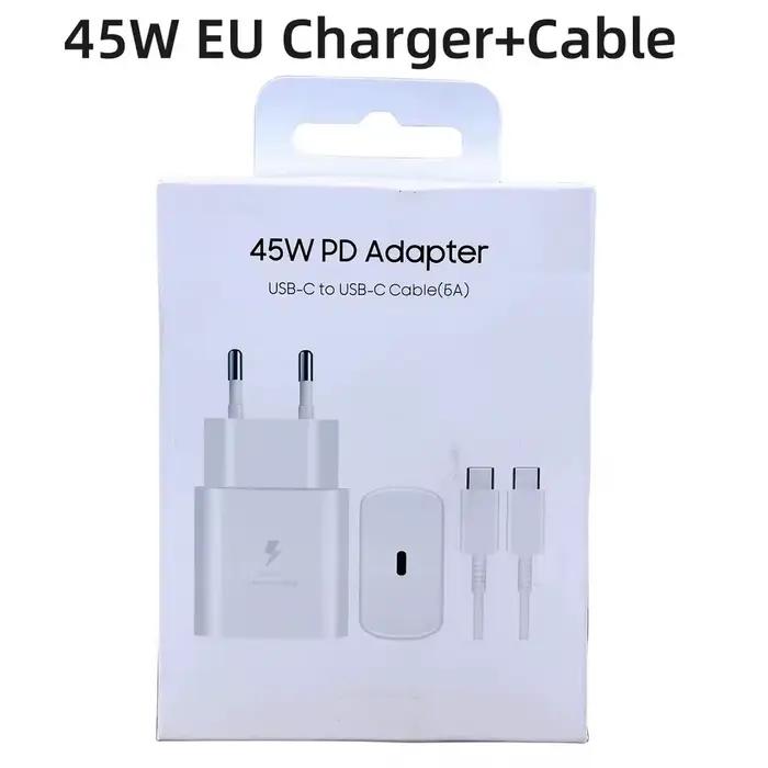 Chargeur PD 45W Samsung, adaptateur de charge super rapide pour Galaxy S25 S24 S23 S22 S20 S21 Z Fli