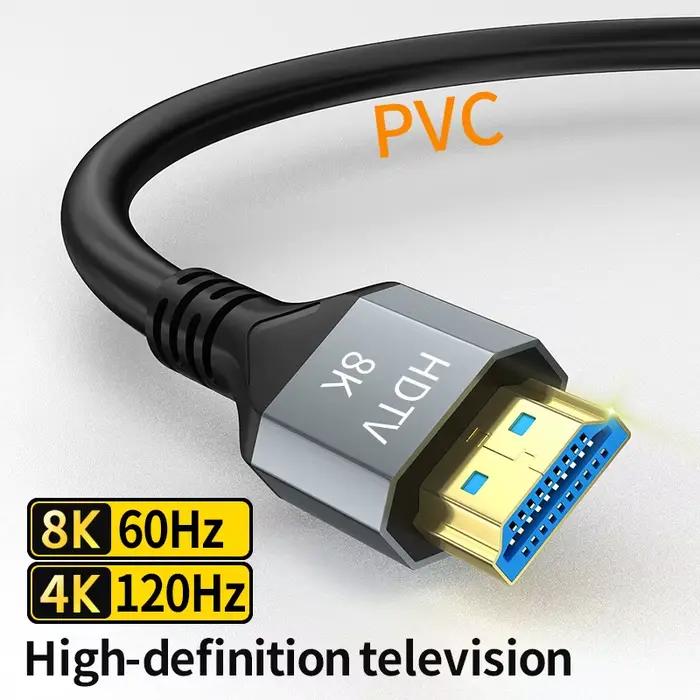 Câble HDMI 2.1, 8K @ 60Hz, 4K @ 120Hz, ultra haute vitesse, 48Gbps, pour TV, projecteur Blu-ray, ord