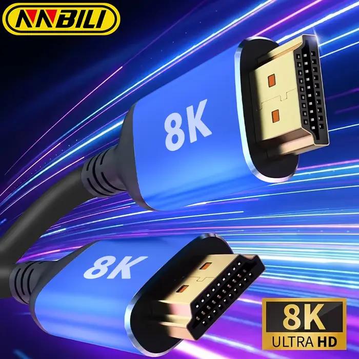 NNBILI-Câble DisplayPort, 8K DP 1.4, 8K @ 60Hz, 4K @ 144Hz, TV, Ordinateur, Moniteur, Projecteur, Co