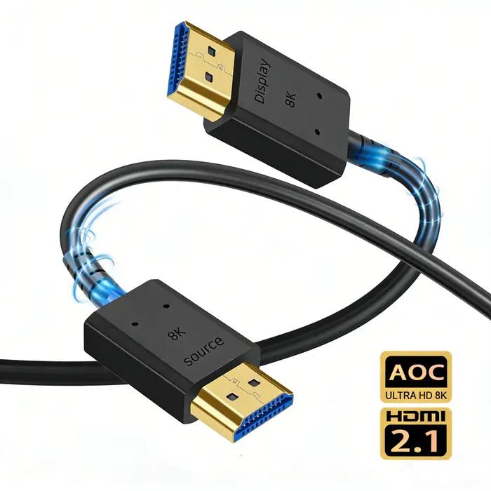 Câble HDMI à fibre optique 8K 60Hz Haute vitesse 48Gbps Prise plaquée or HDR ARC HDCP2.3 3m 5m 8m 10