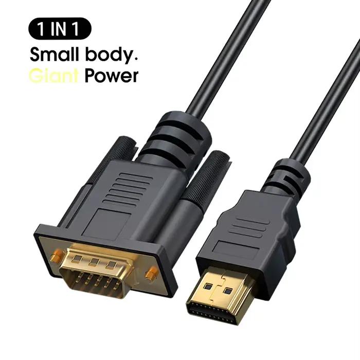 Câble de conversion HDMI vers VGA 1080P, pour ordinateur portable, projecteur vidéo externe UHD, 2m,