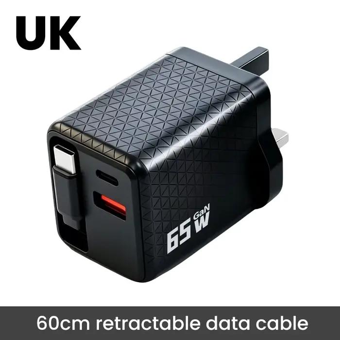 Chargeur rapide double avec câble rétractable intégré, tête de charge rapide pour iPhone, compatible