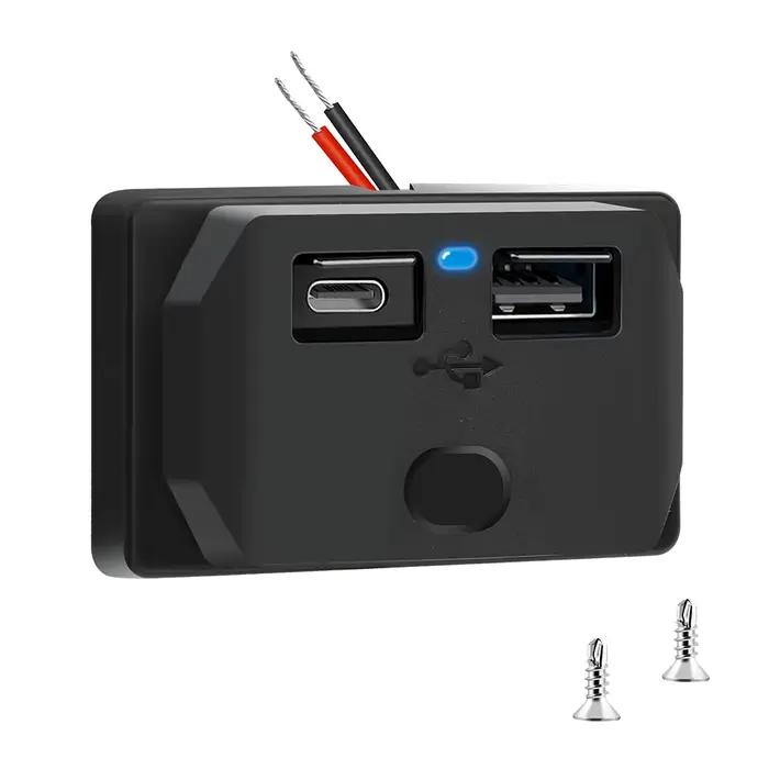 Chargeur de voiture USB avec interrupteur, prise de charge rapide, 4 ports, tourisme, PD, QC 3.0, 96