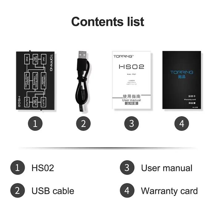 TOPPING HS02 USB 2.0 Isolateur Audio Haute Performance avec Entrée USB-B et Type C Haute Vitesse et 