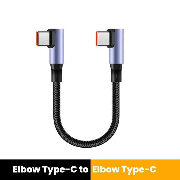 Câble double coudé de Type C à Type C, 15CM, 30CM, batterie externe courte à 90 degrés, charge rapid