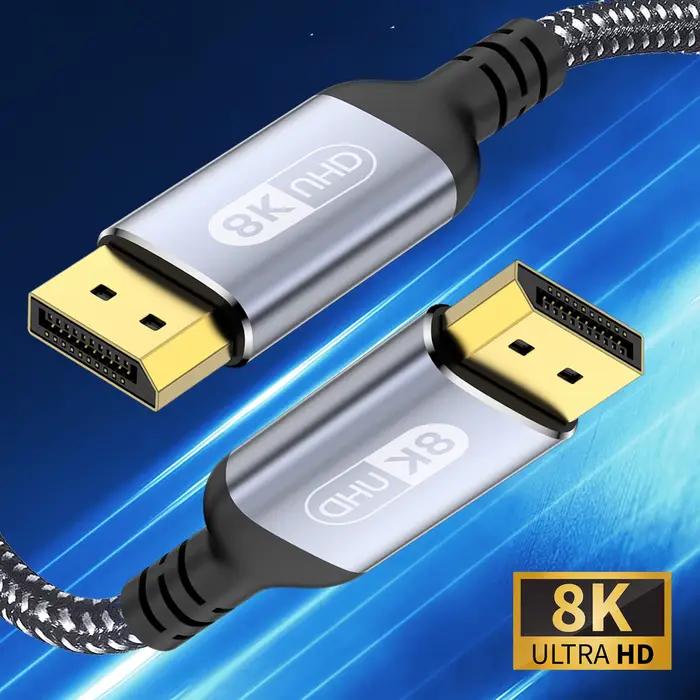 Câble DisplayPort 8K DP, 1.4 haute vitesse, port d'affichage, rette 8K @ 60Hz, G-DiviFreeDivi4 K @ 1