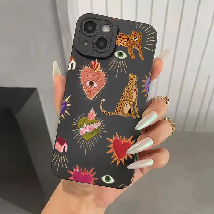 Coque de téléphone yeux léopard floraux, étui souple en Silicone pour Xiaomi Redmi Note 14 13 12 11 