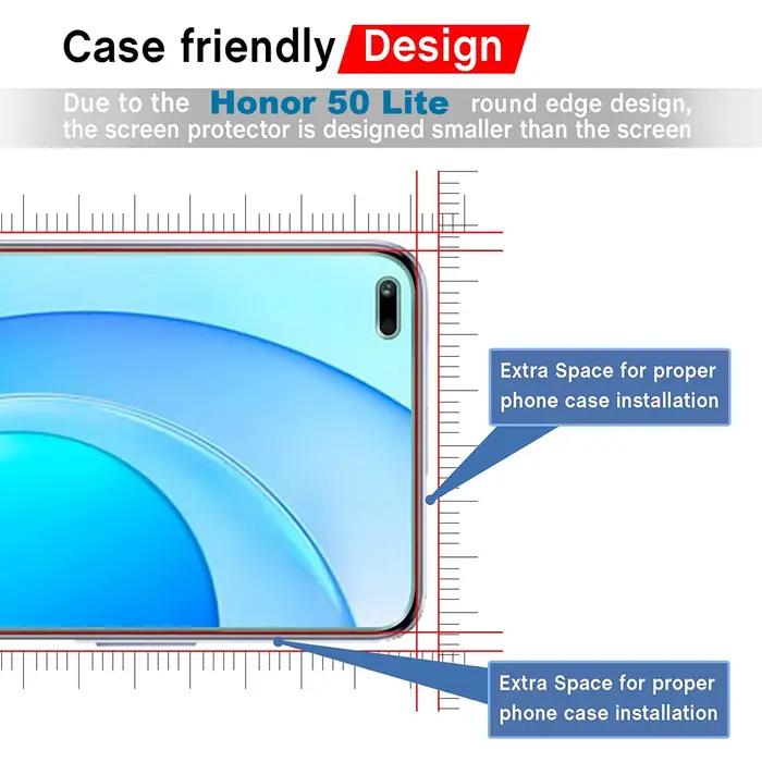 1/4 pièces verre trempé pour Honor 50 Lite Film de protection d'écran en verre