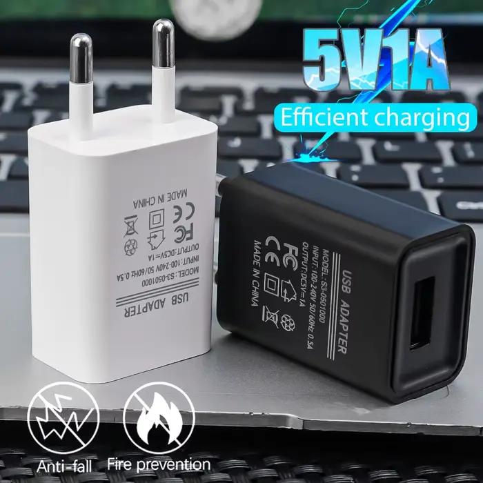 Adaptateur de chargeur USB Portable 5V 1A, tête de Charge murale pour téléphone Portable, prise ue p