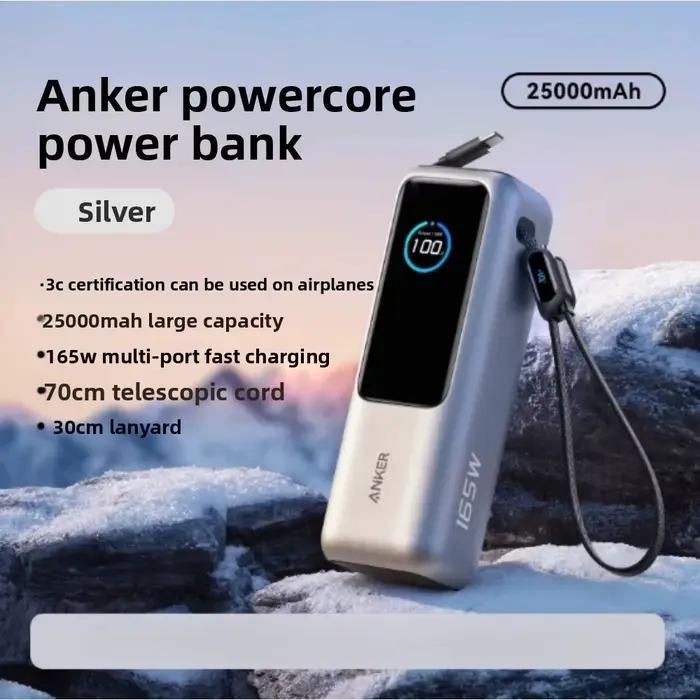 Anker Zolo Energy Cabin 25000mAh Power Bank Mobile 165W Charge Ultra Rapide Câble Portable Évolutif,