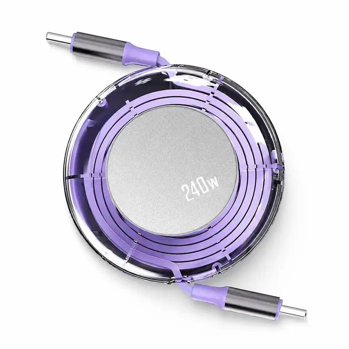 Câble USB C rétractable 240W Max Type C vers Type C, cordon de charge rapide, chargeur E-Marker pour