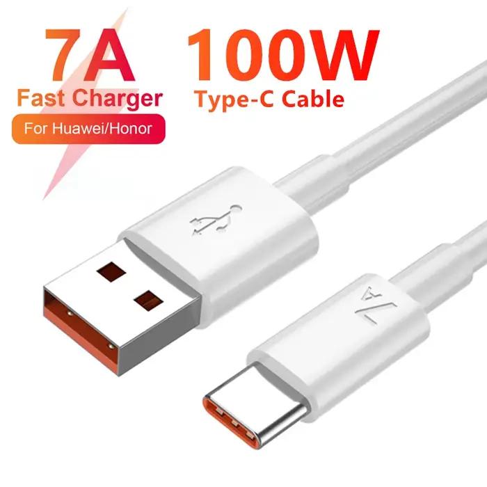 Câble USB vers type-c 7A 100W, pour Samsung Xiaomi Redmi POCO Huawei Nova Honor OPPO Realme Moto, ch