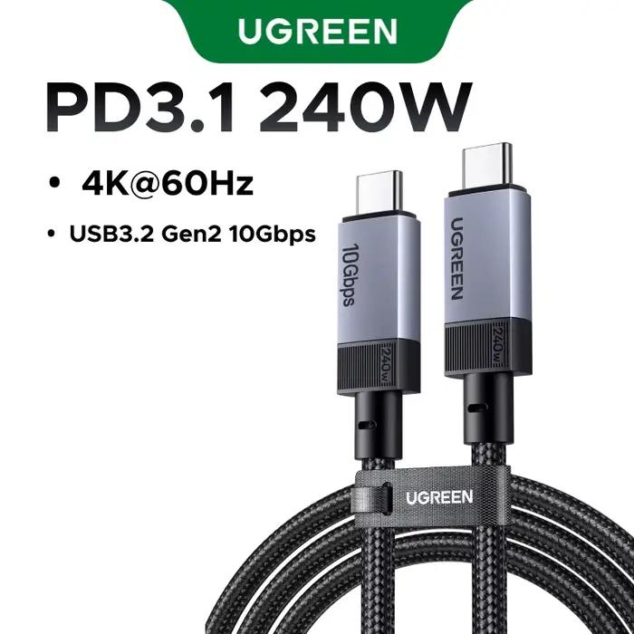 Câble USB4 USB C vers USB C UGREEN 40 Gbps 8K 240W PD3.1 Charge rapide Type C Câble de données vidéo