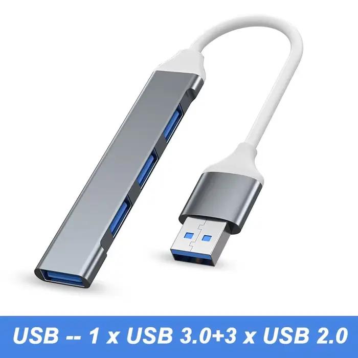 4 ports USB 3.0 Hub USB Hub Type C Dock adaptateur multi-répartiteur OTG Type C HUB pour iPhone 15 X