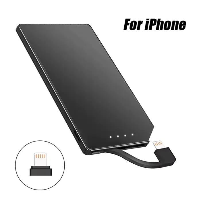 TNTOR-Mini Power Bank Portable Ultra-Mince, 6mm, 5000mAh, Développement Rapide, Câble Intégré, Convi