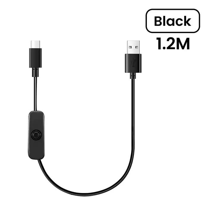 Câble de chargement USB vers Type C avec interrupteur, câble marche/arrêt, câble d'alimentation USB 