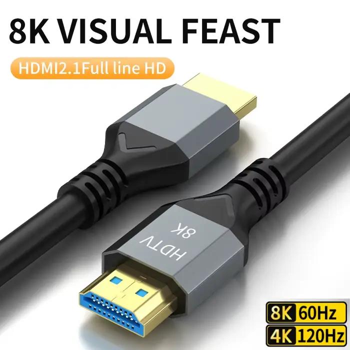 Câble HDMI 2.1, 8K @ 120Hz, 8K @ 60Hz, 48Gbps, adaptateur pour EARC ARC HDCP, câble vidéo Ultra haut