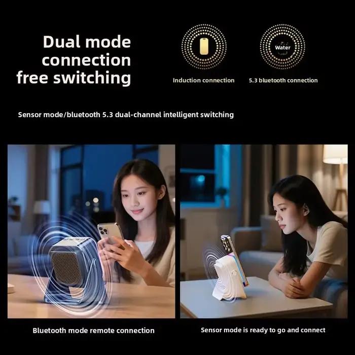 Support de téléphone pliant amélioré avec haut-parleur à Induction et lumière, support Audio Portabl