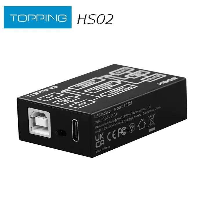 TOPPING HS02 USB 2.0 Isolateur Audio Haute Performance avec Entrée USB-B et Type C Haute Vitesse et 