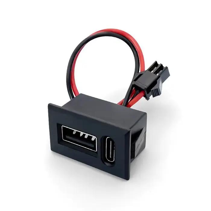 1 prise de téléphone avec connecteur de câble USB femelle, base Type-C, double couche, pour lampe et