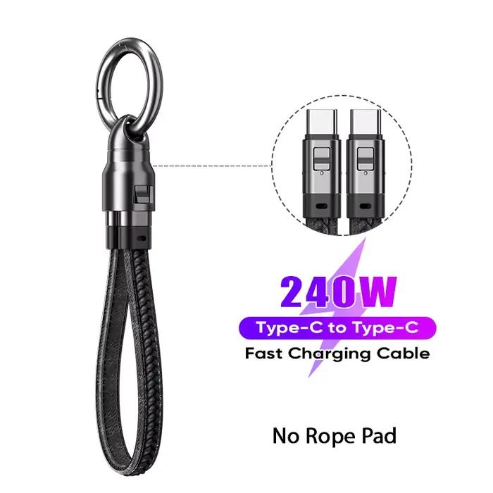 Câble de charge rapide Mobile 240W, porte-clés type-c à type-c, corde de suspension Anti-perte 48v 5