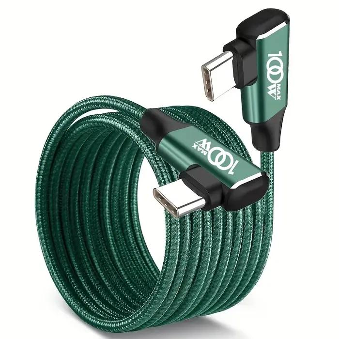 Câble de charge rapide Type-C vers Type-C vert 100W, universel pour iPhone 16/15 Series, téléphones 