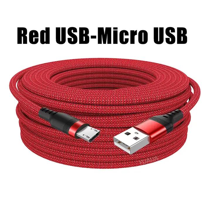 Câble d'extension de Charge rapide Micro USB 3m 5 mètres câble de Charge USB Android pour Xiaomi Red