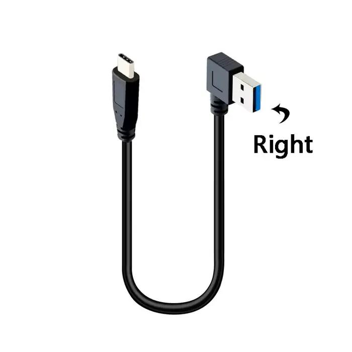 Câble d'extension USB 3.0 Type A mâle vers type-c mâle, 5Gbps, 30cm, 50cm, 1m, coudé à gauche à angl