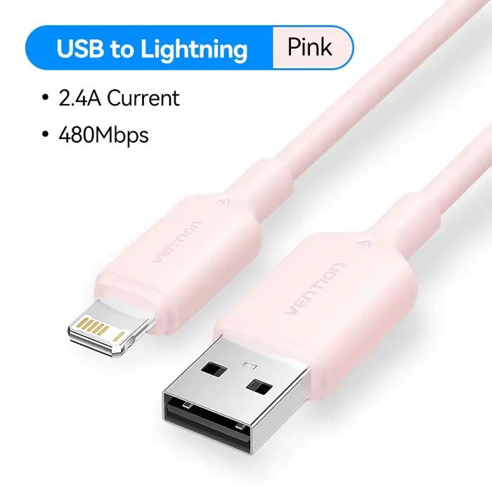 Câble Lightning Vention pour iPhone 14 13 12 11 8 Pro Max 2.4A Type C vers Lightning USB C, cordon d