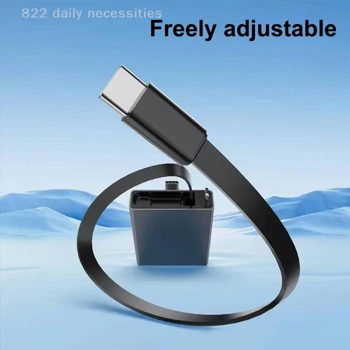 Câble de charge rapide PD unidirectionnel rétractable 66W Type-C, câble de données à simple tirage p