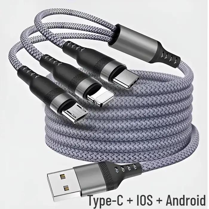 Câble de chargeur multiple 4 en 1, câble de Charge USB rapide vers Android, Iphone Type C, pour télé